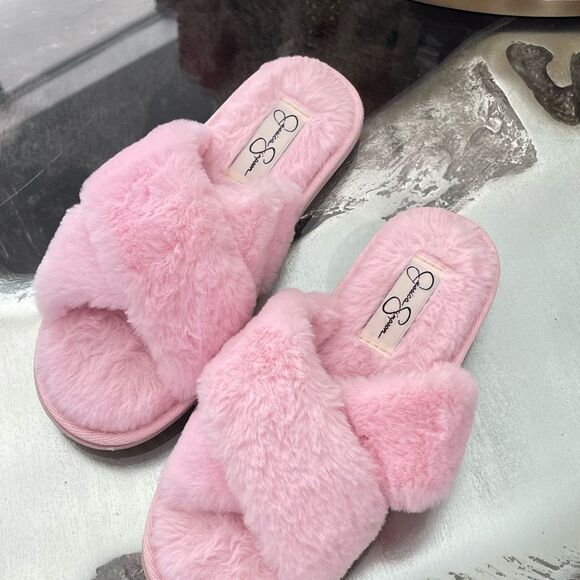 Jessica Simpson Women's Cross Band Soft Plush Memory Foam House Slipper Size 6/7 - Picture 6 of 13